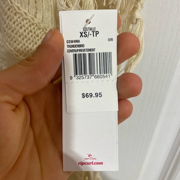 NWT Ripcurl Fringe Boho Hippie Coastal Summer Beachy Swimsuit Coverup Size XS - Picture 8 of 9